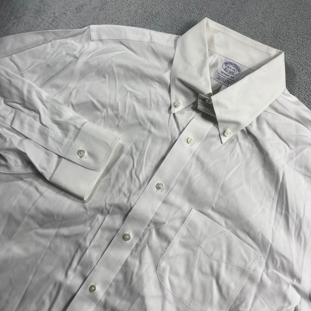 Brooks Brothers Regent Fit Dress Shirt White Supima Cotton Non-Iron 16.5-34